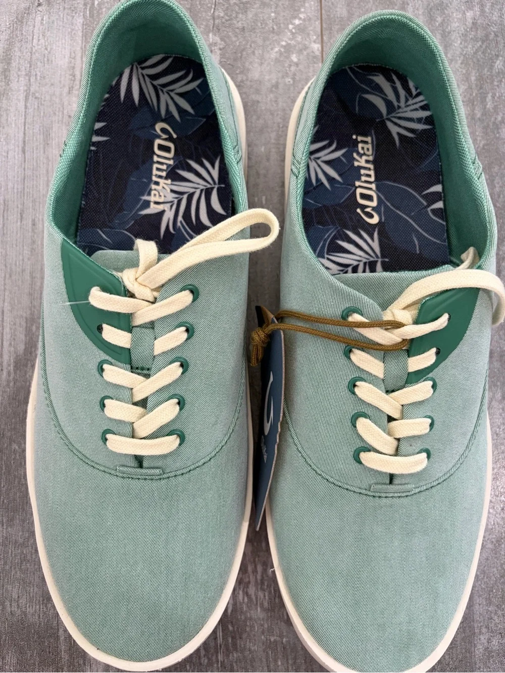 Olukai Mens Size 10 Shoes NEW with Tags Tradewind Bamboo Green Canvas Sneaker